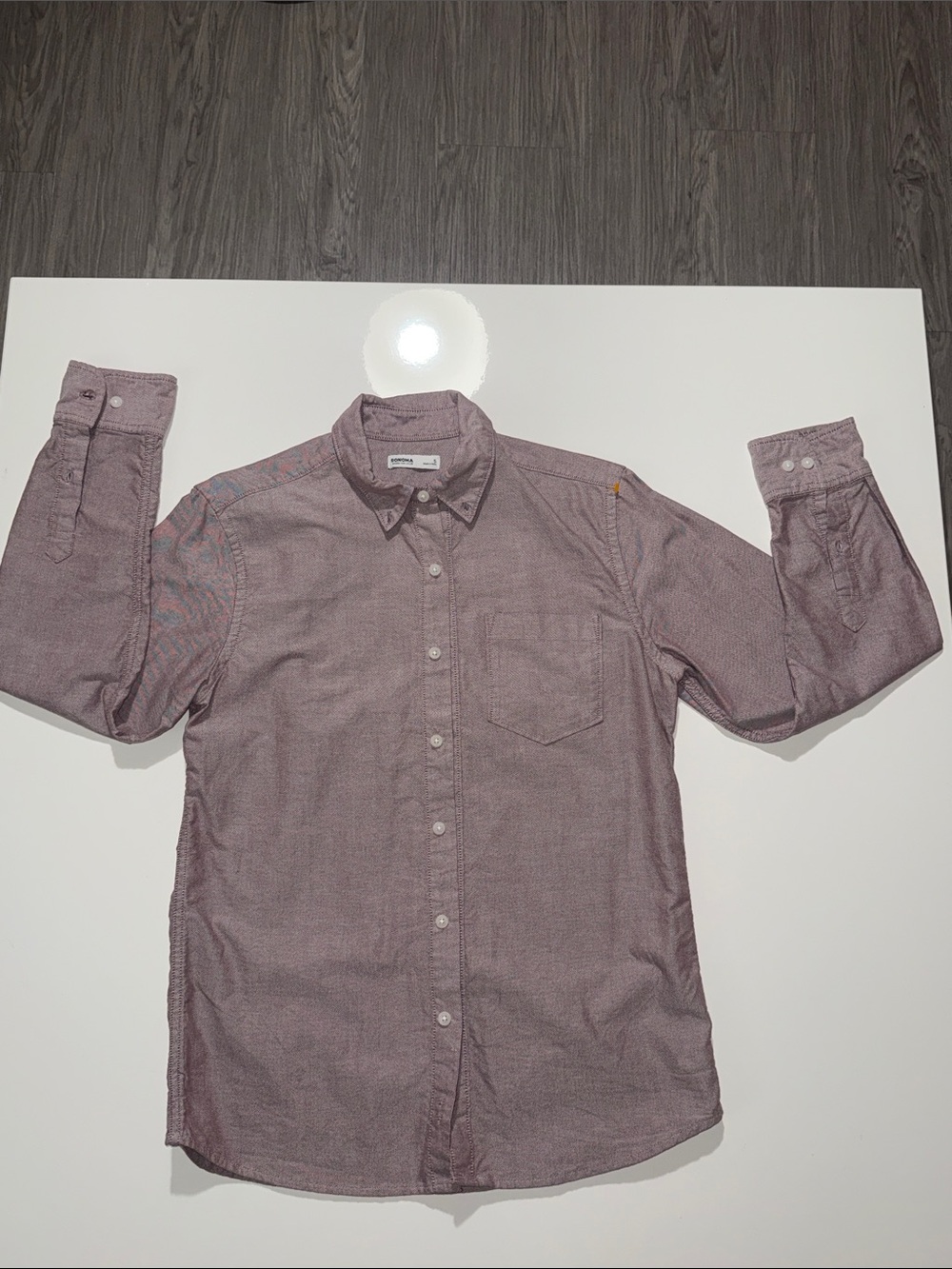 Sonoma Mauve Heather Long-Sleeve Button-Down Shirt